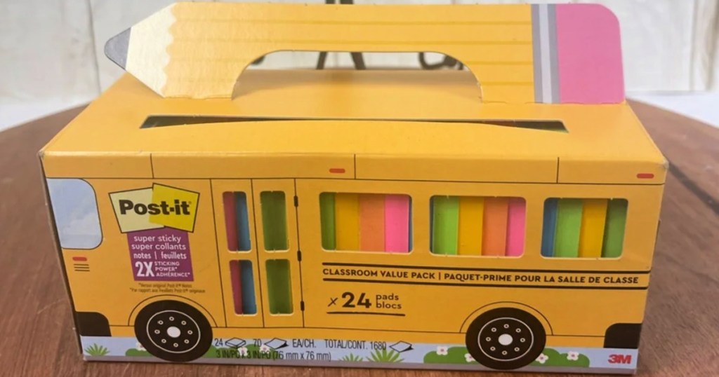 School bus shaped Post-it note container