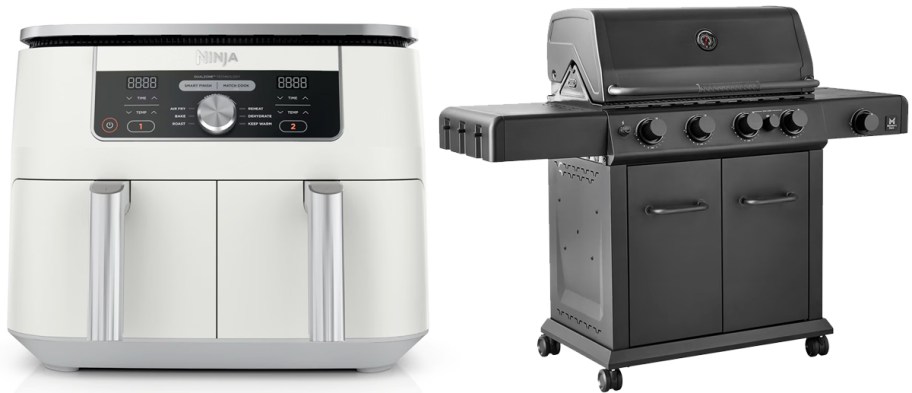white air fryer and black grill