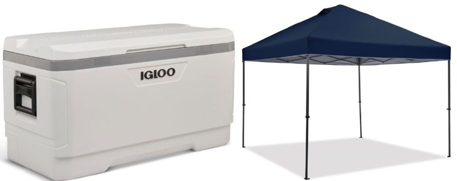 Stock images of Igloo Cooler and a Member's Mark Canopy