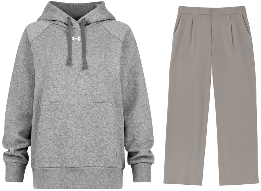 Under Armour Women's Rival Fleece Hoodie and Member's Mark Women's Modern Wide Leg Trousers