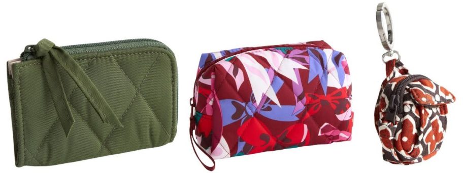 Vera Bradley Zip Card Pouch, Outlet Essential Small Cosmetic Bag, and Original Backpack Bag Charm