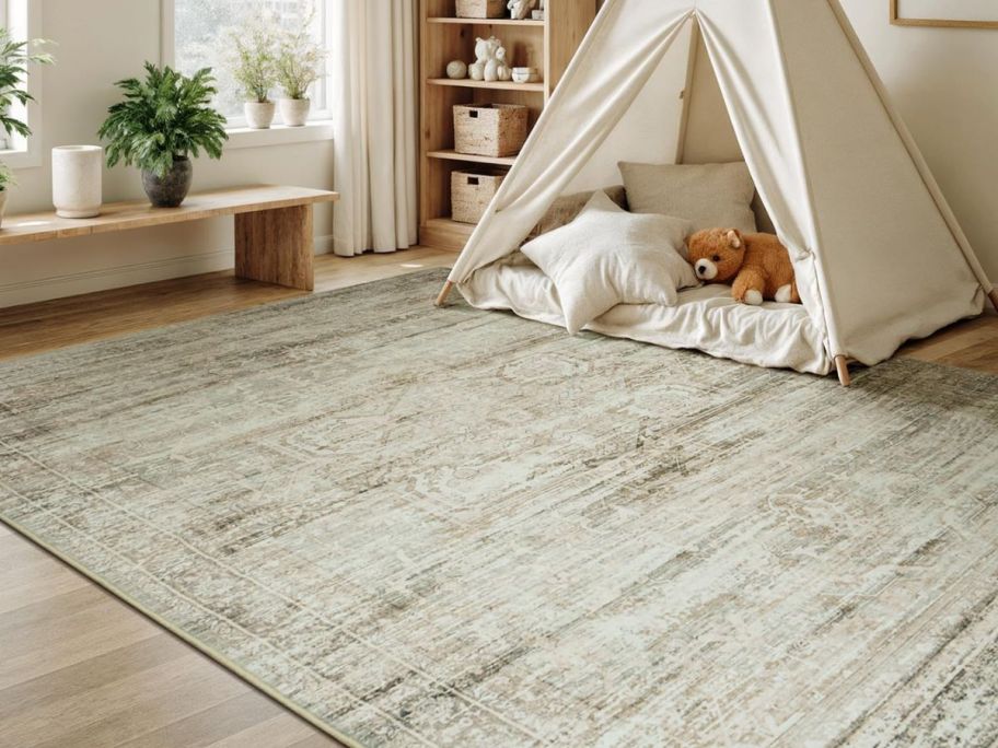 A washable area rug