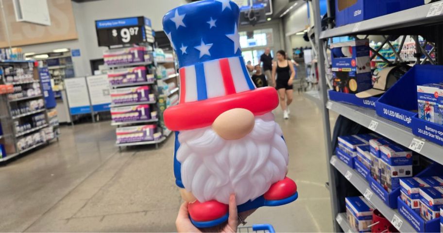 Way To Celebrate Lighted Gnome Blow Mold in hand in store