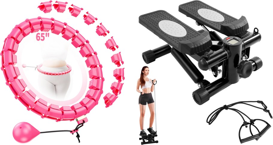 weighted hula hoop and mini stair stepper machine