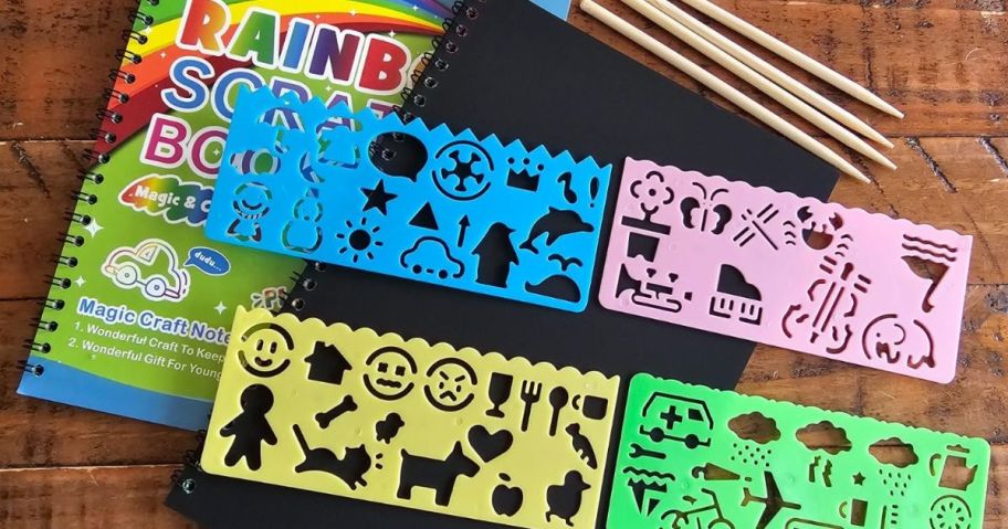 ZMLM Scratch Paper Art-Crafts Gift in Blue & Yellow on table