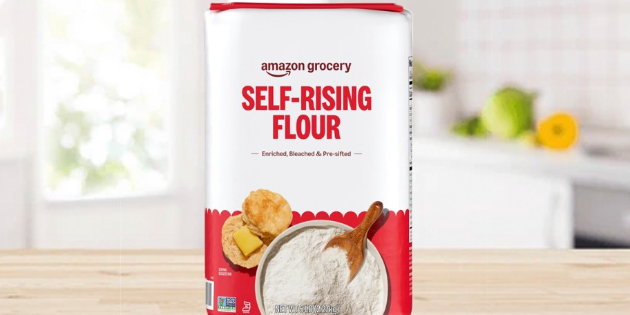 self rising flour bag on counter 