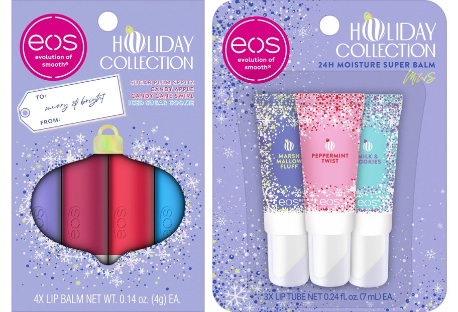 two packs of eos lip balms