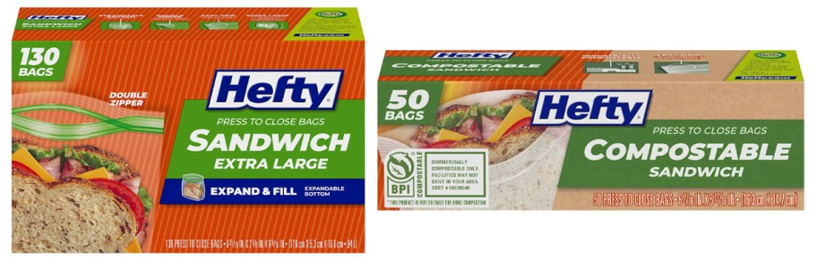 two boxes of hefty sandwich bags 