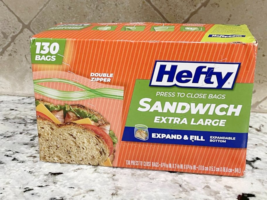 hefty sandwich bags on counter