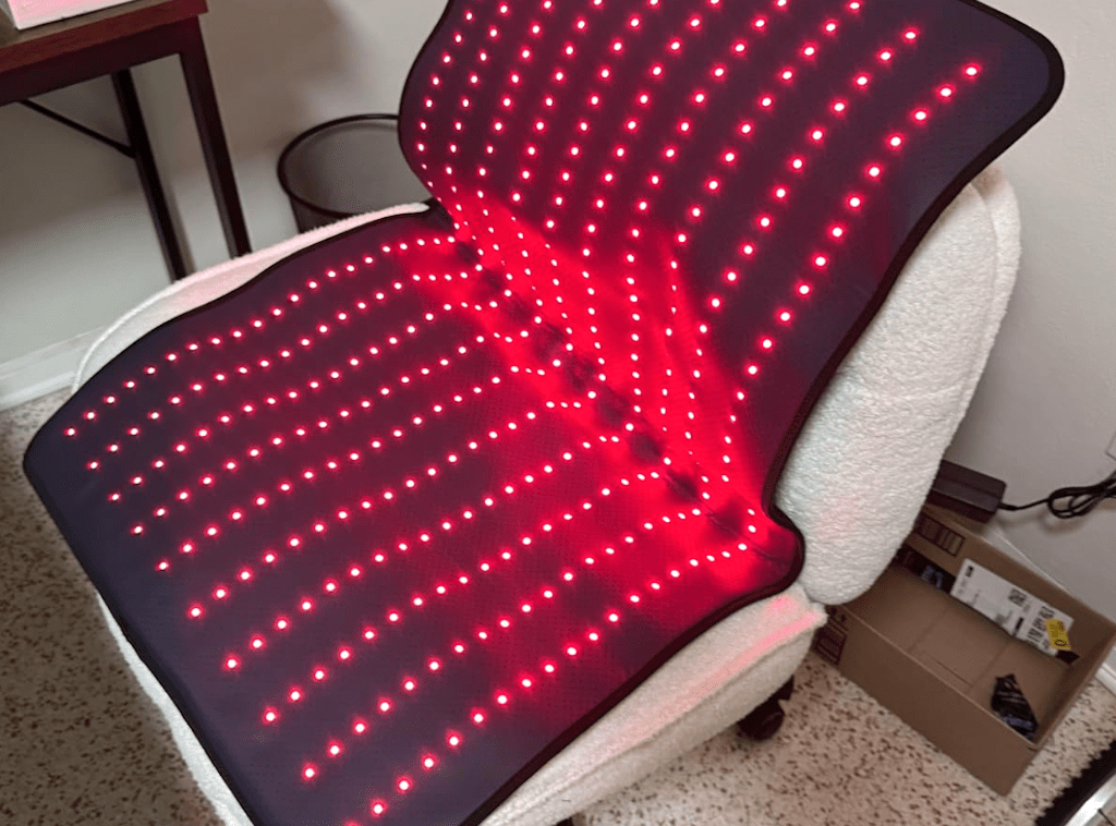 red light therapy on a chair 