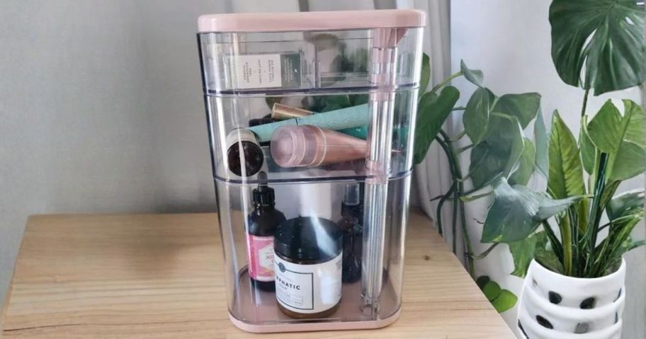 Brightroom Rotating Cosmetic Vanity Makeup Organizer on table