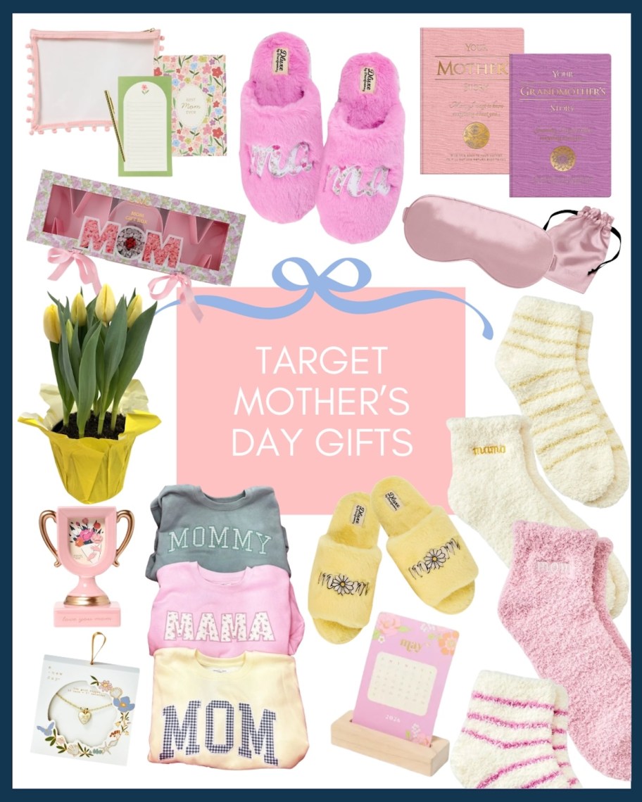 collage of mother's day gifts from target