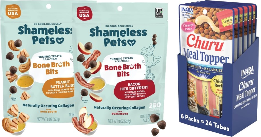 stock images of shameless pets dog treats and churu meal toppers