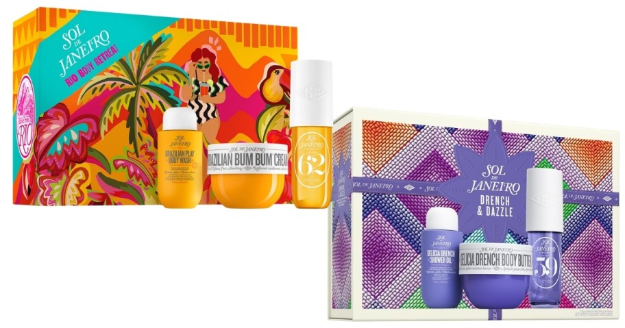 stock images of sol de janeiro gift sets in rio body retreat and drench and dazzle