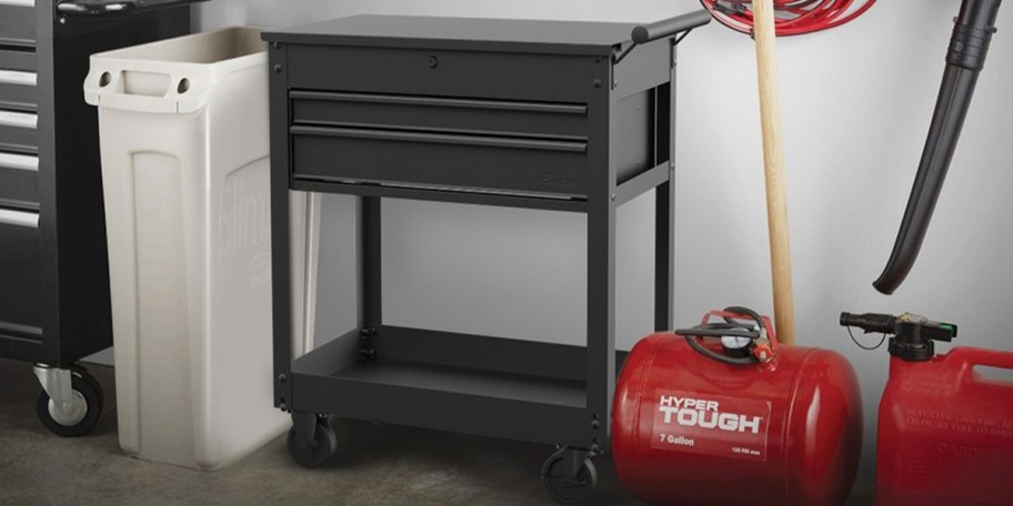 black rolling tool chest in garage 