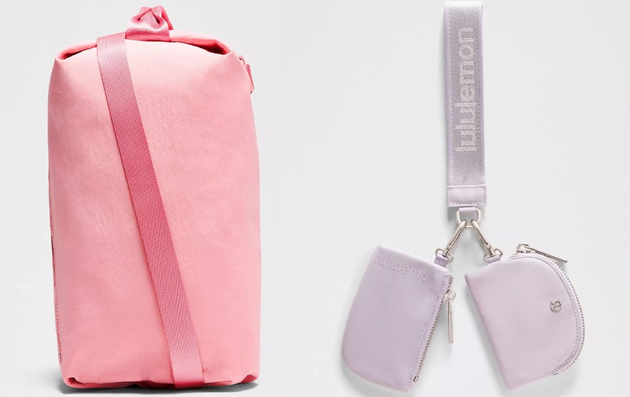 lululemon pink bag and purple wristlet