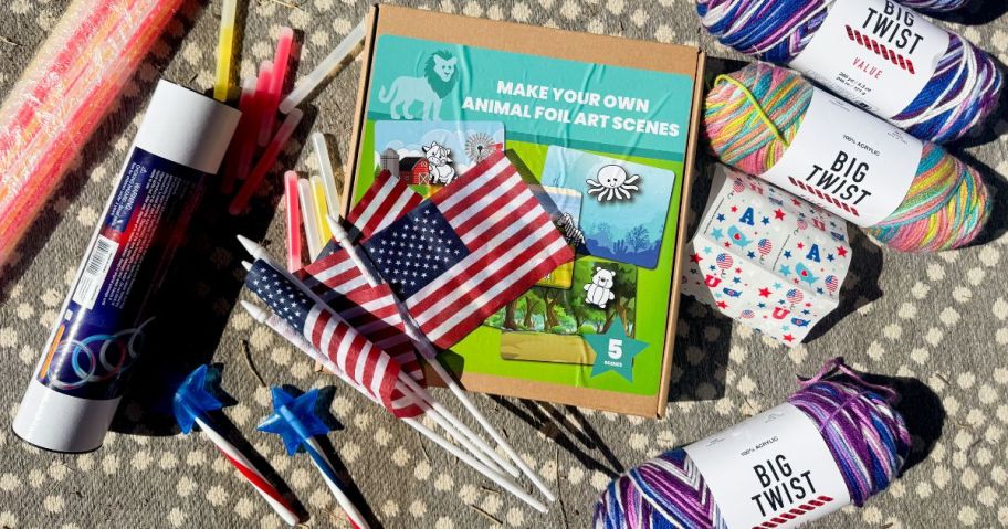 patriotic party items on blanket