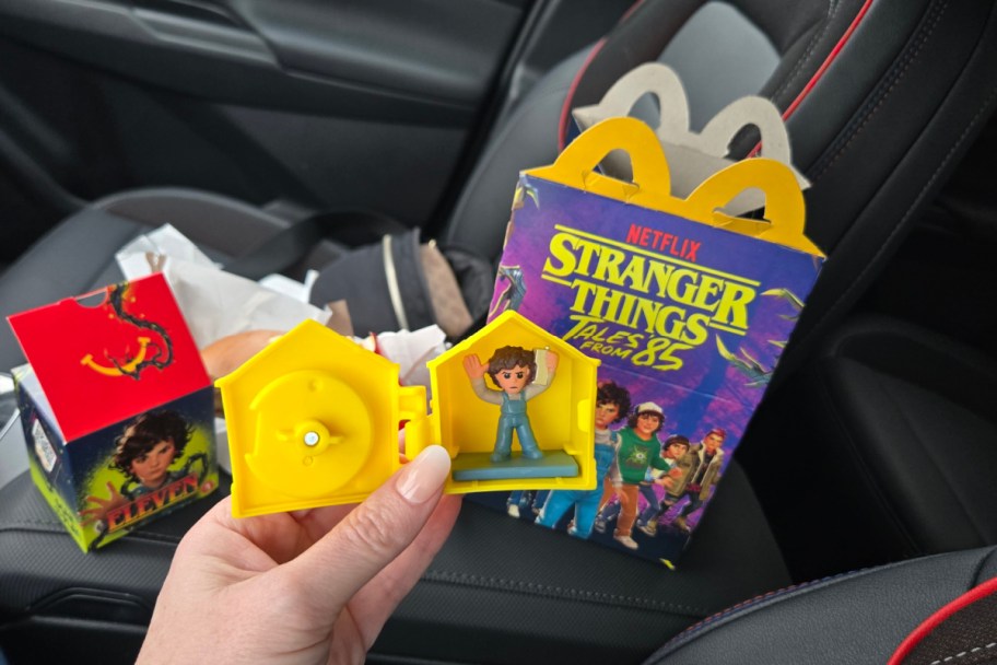 stranger things happy meal in a car